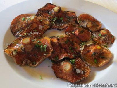 Rovellons o pinetells a la planxa amb picada d'all i julivert